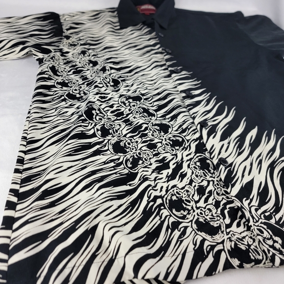 JNCO Other - Vintage 90s XL JNCO Jeans Skull Button Down Shirt Grunge Rave Y2K Festival